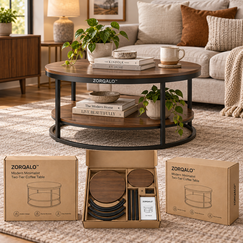 ZORQALO™ Modern Minimalist Two-Tier Coffee Table image 5