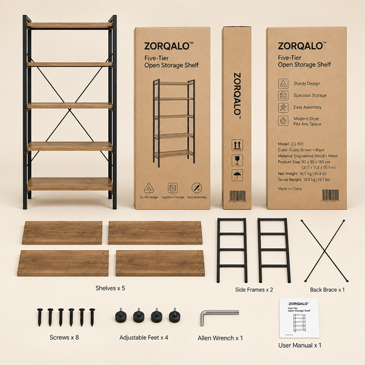 ZORQALO™ Five-Tier Open Storage Shelf primary image