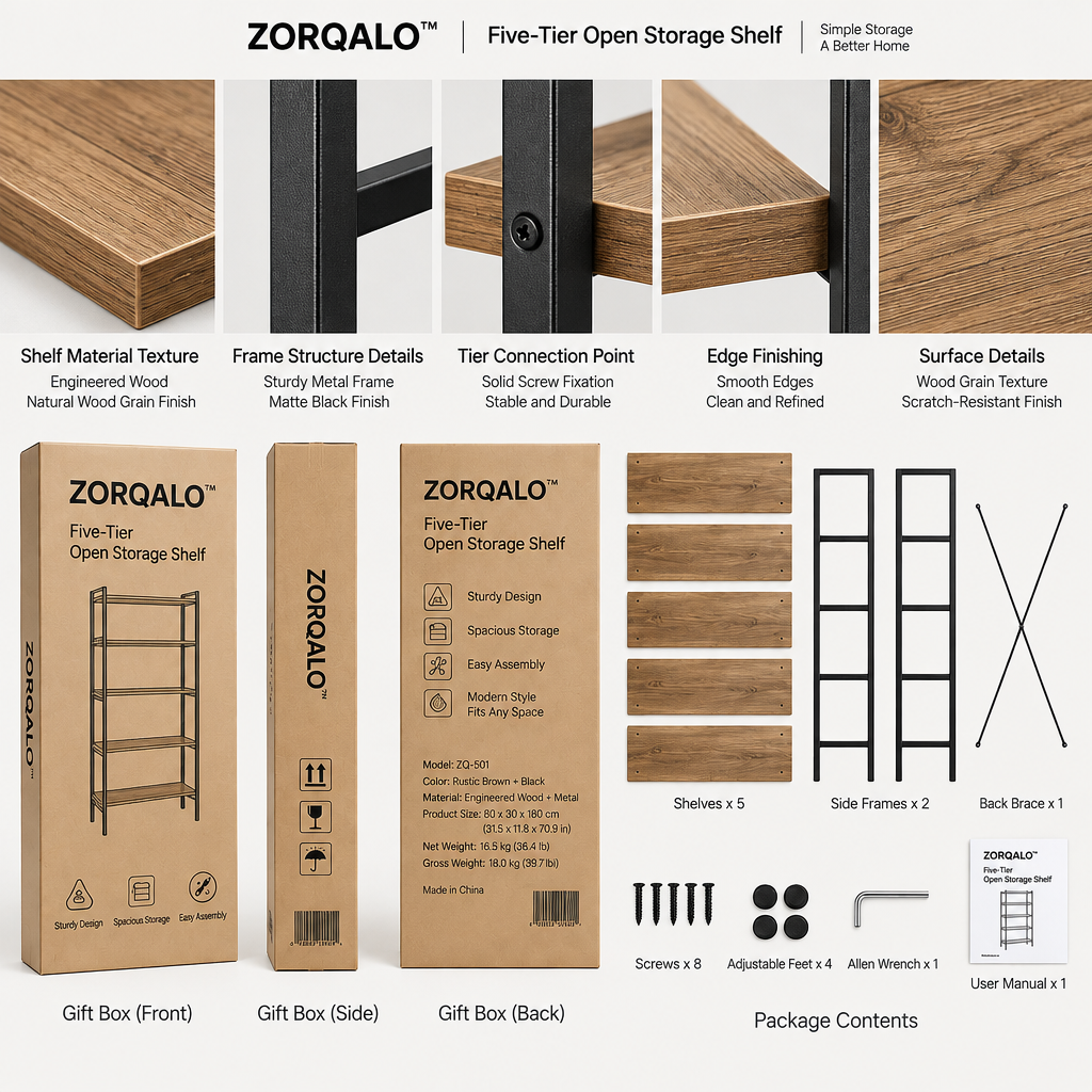 ZORQALO™ Five-Tier Open Storage Shelf image 6