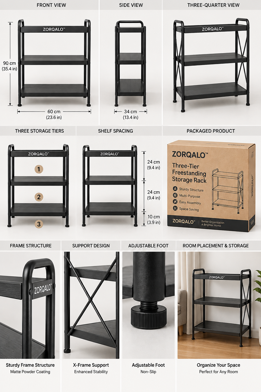 ZORQALO™ Three-Tier Freestanding Storage Rack image 2