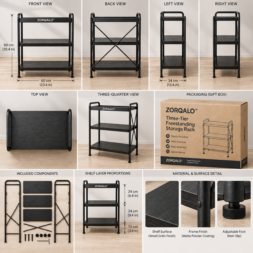 ZORQALO™ Three-Tier Freestanding Storage Rack image 5