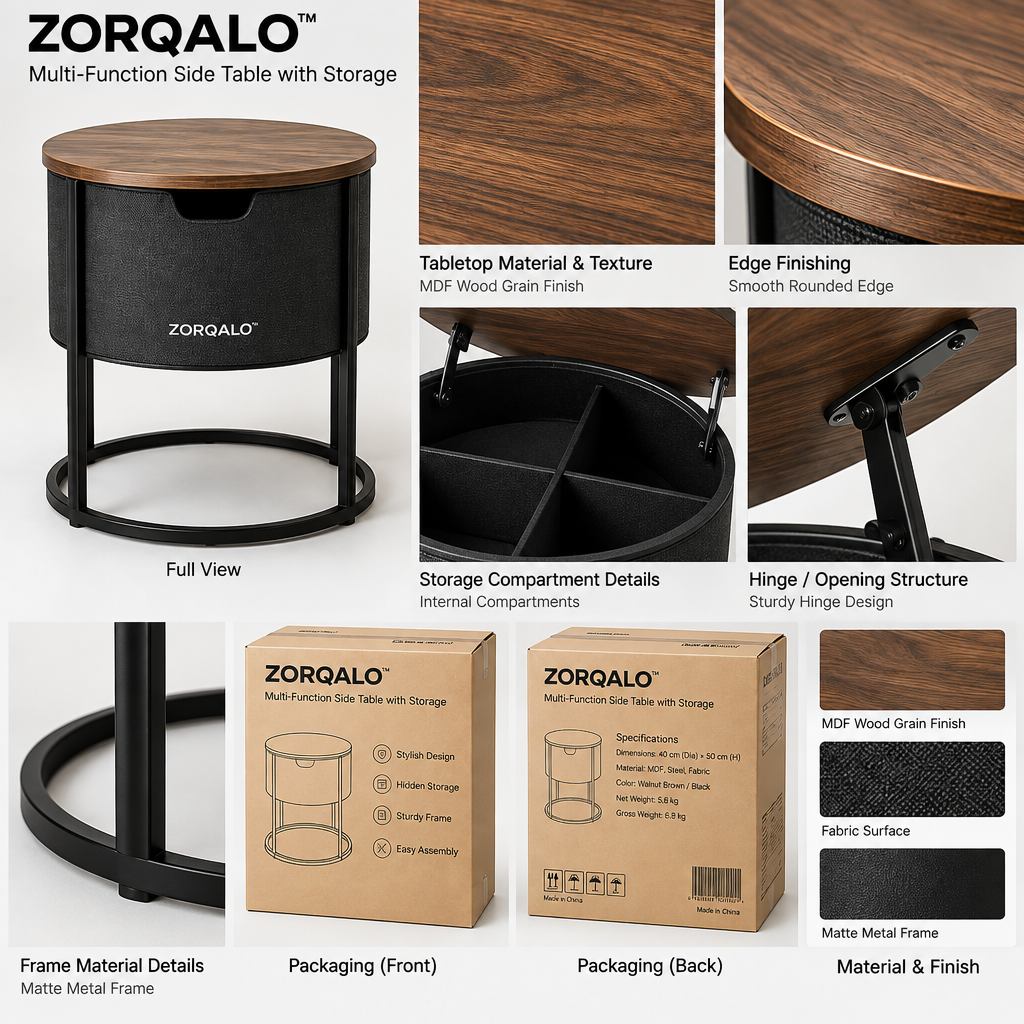 ZORQALO™ Multi-Function Side Table with Storage image 6