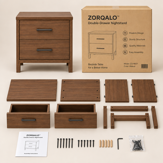 ZORQALO™ Double-Drawer Nightstand primary image