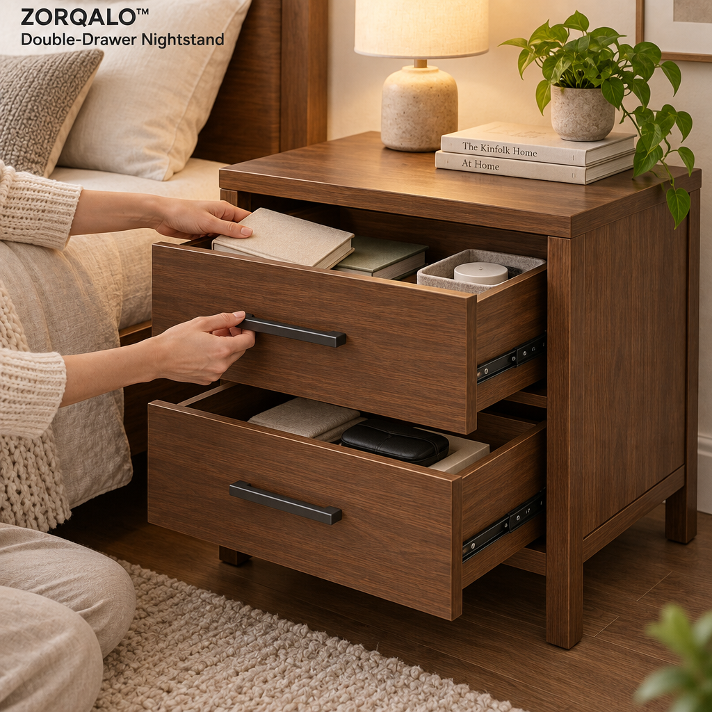 ZORQALO™ Double-Drawer Nightstand image 4