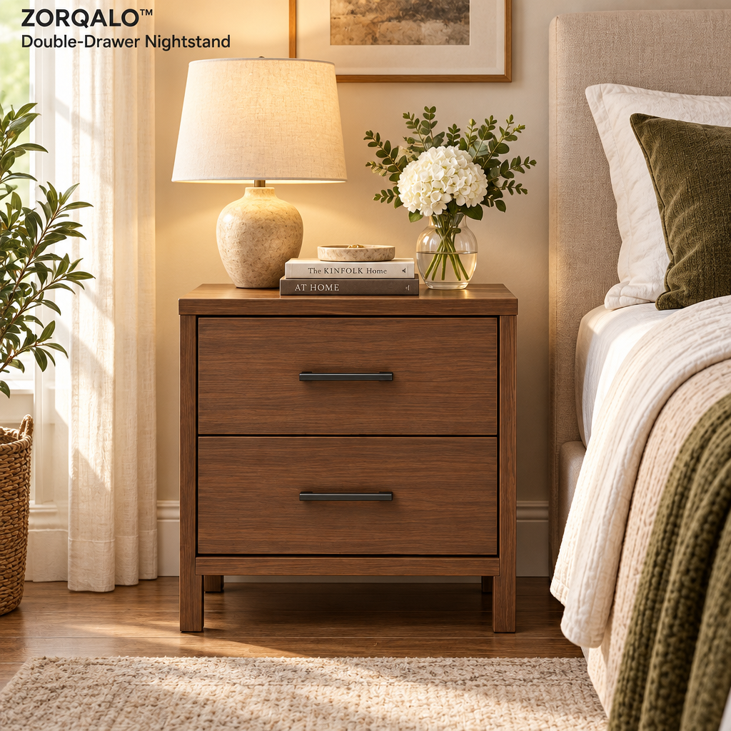 ZORQALO™ Double-Drawer Nightstand image 5