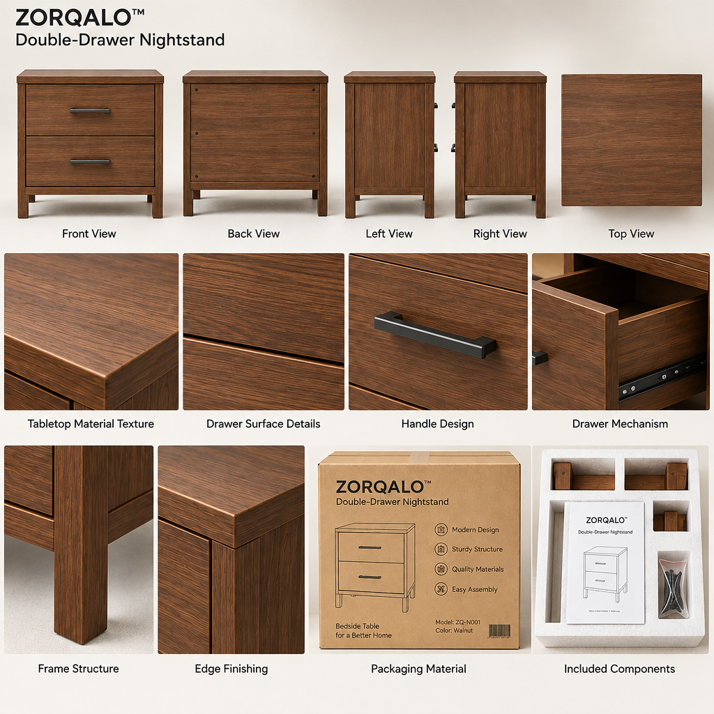 ZORQALO™ Double-Drawer Nightstand image 6