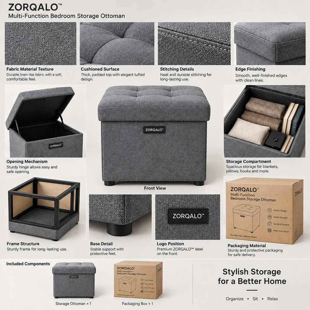 ZORQALO™ Multi-Function Bedroom Storage Ottoman image 5