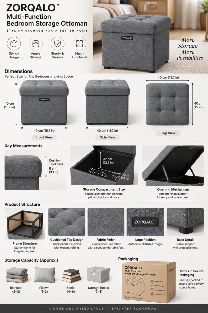ZORQALO™ Multi-Function Bedroom Storage Ottoman image 6