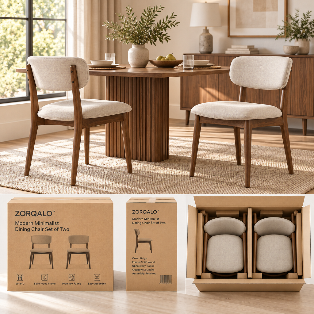 ZORQALO™ Modern Minimalist Dining Chair Set of Two image 2