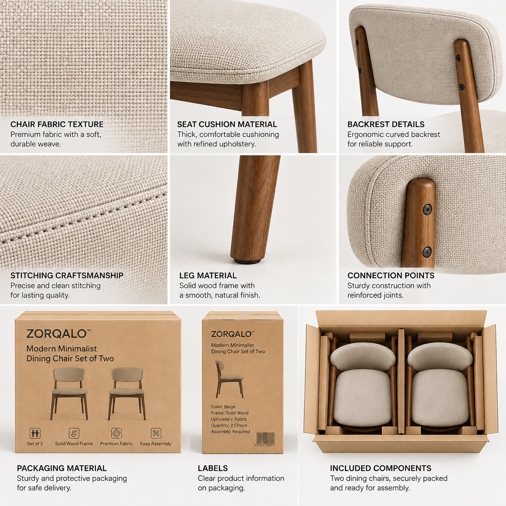 ZORQALO™ Modern Minimalist Dining Chair Set of Two image 6
