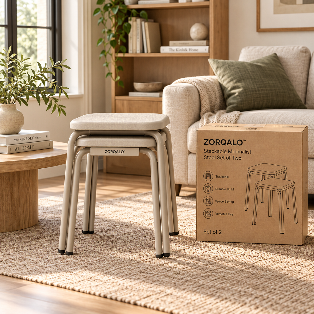 ZORQALO™ Stackable Minimalist Stool Set of Two image 2