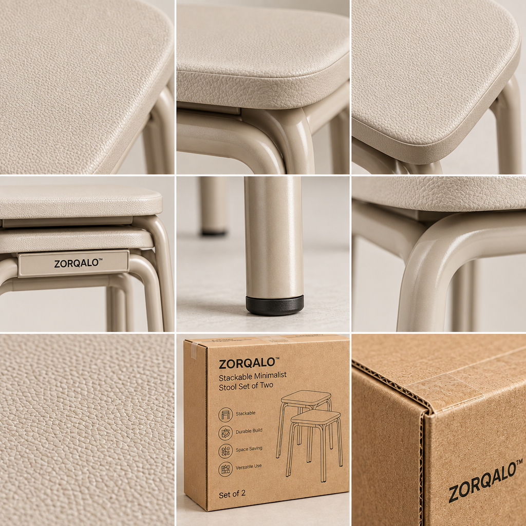 ZORQALO™ Stackable Minimalist Stool Set of Two image 3
