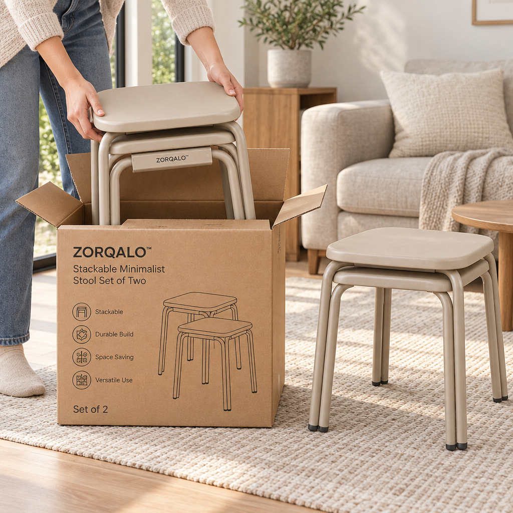 ZORQALO™ Stackable Minimalist Stool Set of Two image 4